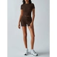 thumbnail image 2 of Women'S Summer 2 Piece Outfits Skinny Shorts Tracksuit Sets Brown S, 2 of 6