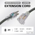 thumbnail image 2 of Cable de extensión EP 2,4 m (8 pies) 12/3 SJTW resistente con luz LED, 2 of 7