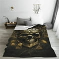 thumbnail image 5 of Pofeuu Vintage Gold Leaf Skull Print Ultra-Soft Micro Fleece Blanket,for Bed Or Sofa,All Season Throw Blankets Flannel Blanket-50"x40", 5 of 7