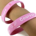thumbnail image 2 of 24 pulseras de silicona con lazo para la concienciación sobre el cáncer de mama: esperanza, fe, fuerza y coraje., 2 of 2