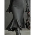 thumbnail image 5 of Ruimatai Women's Knit Dress Elegant Solid Color Half Zip Round Neck Flared Sleeve Fish Tail Maxi Sweater Dress for Casual Fashion, 5 of 8