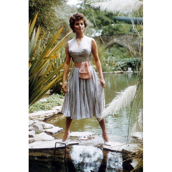 Sophia Loren beautiful full length pose by pond 24x36 Poster