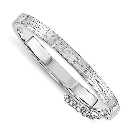 Sterling Silver 5.5in Just Like Mommy Text. w/Safety Hinged Child's Bangle Bracelet