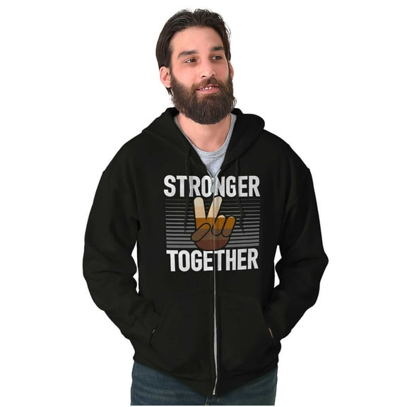 Stronger Together Peace Sign Equality Zip Up Hoodie Men's Women's Brisco Brands S