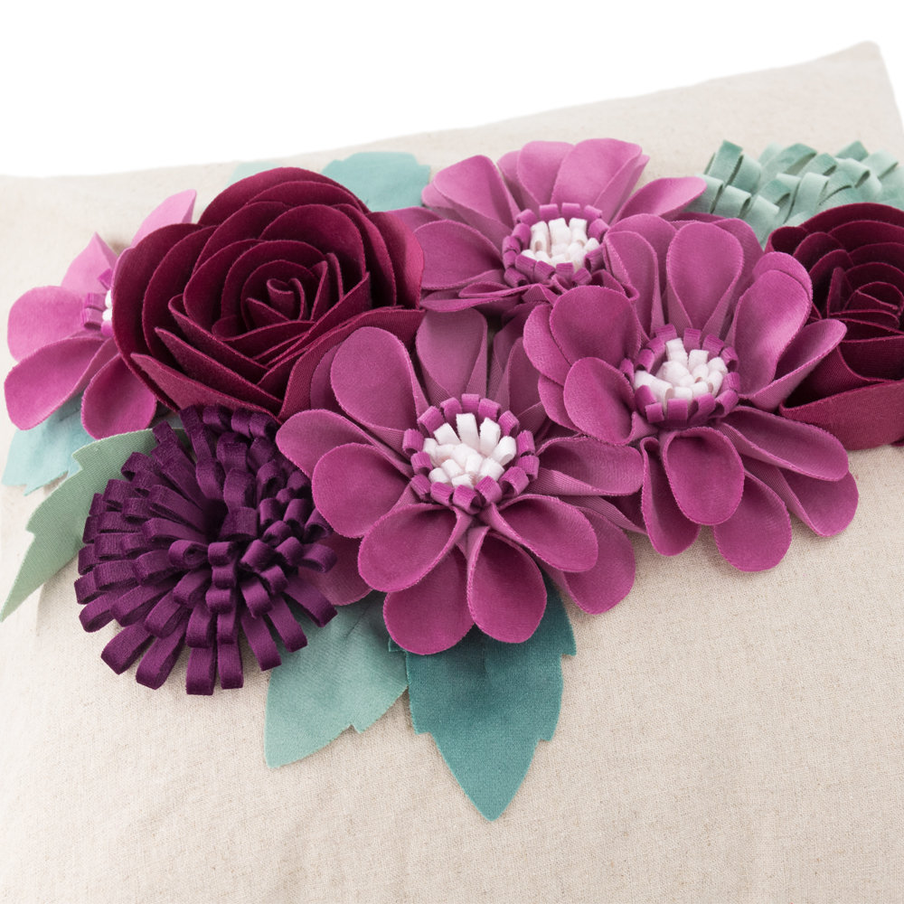 JWH 3D Fuchsia Decorative Flower Throw Pillow Covers for Unique and Stylish Decoration 18x18inch Square