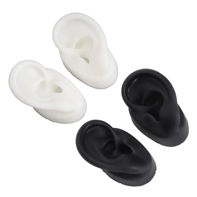 2 Pair Silicone Ear Model, Left and Right Soft Flexible Model prosthetic Ear Piercing Practice, Silicone Body Parts for Earring Jewelry Display, Acupuncture Teaching Tool