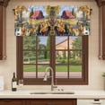 thumbnail image 6 of Yellow Retro Rooster Curtain Valances for Windows, Kitchen Valance Window Treatments Panel 2 Pack, Spring Floral Farmhouse Animals Rod Pocket Short Curtains for Bathroom Bedroom 42 x 12 Inch, 6 of 8