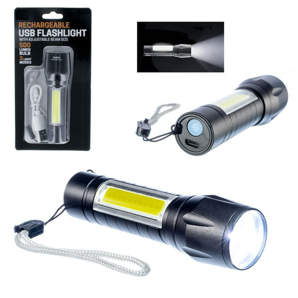 Rechargeable USB Flashlight Super 500 Lumen Compact Torch Light Walmart.com