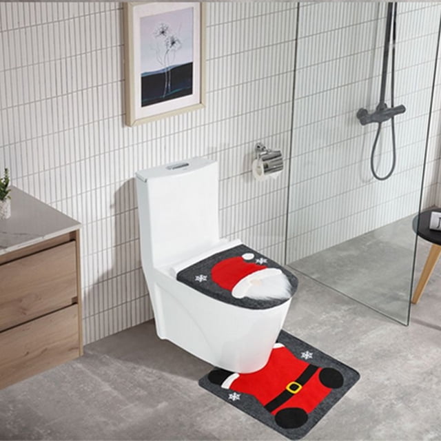Xihbxyly Ventas Compras En Línea Fundamentos de Inodoro Navideño Decoraciones Navideñas para Baños Alfombrillas Absorbentes Antideslizantes Navideñas Juego de 2 Piezas