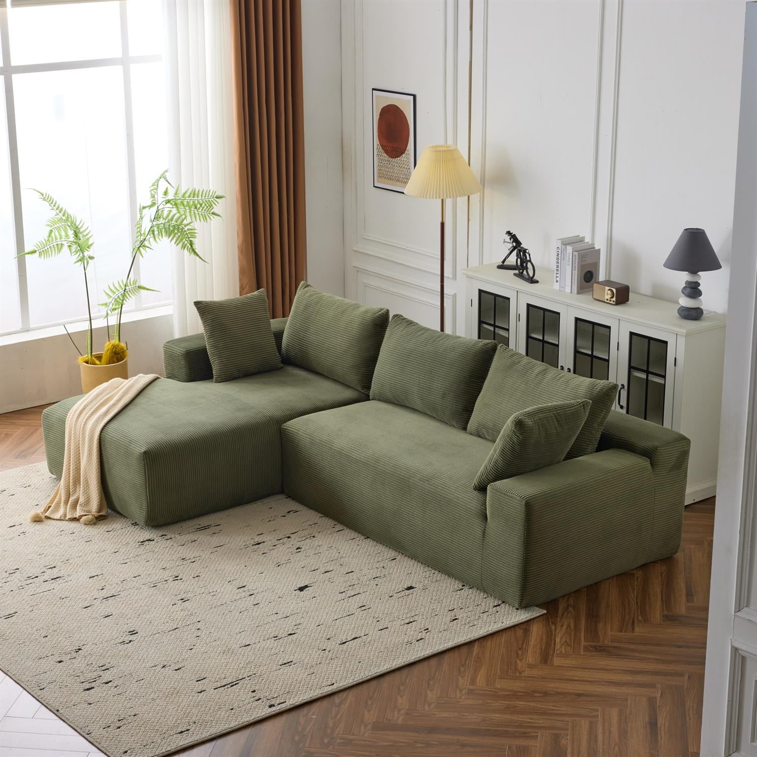 Demi Bonn 108"x68" Extra-Deep Modular Cloud Sofa - 4-Person Chenille Sleeper Couch for Living Room Furniture, No Assembly Needed, Green