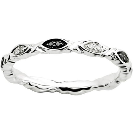 Stackable Expressions Black and White Diamond Sterling Silver Ring