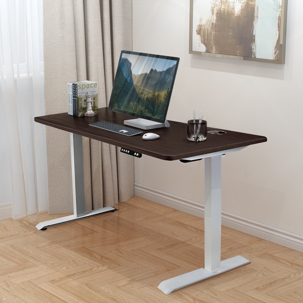 CUH Electric Height Adjustable Standing Desk Wooden Tabletop, Sit Stand