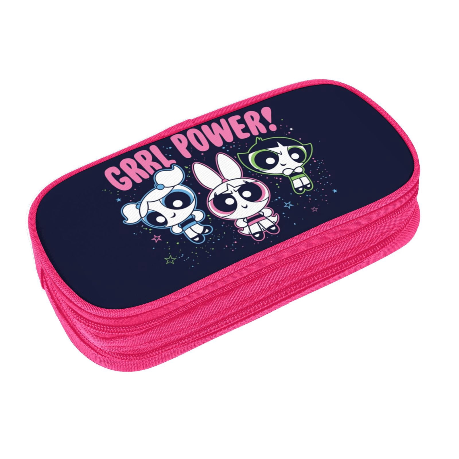 The Powerpuff Gi-rls Pencil Case Large Capacity Pencil Pouch Penbag Office Stationery Organizer Travel Makeup Bag Pink