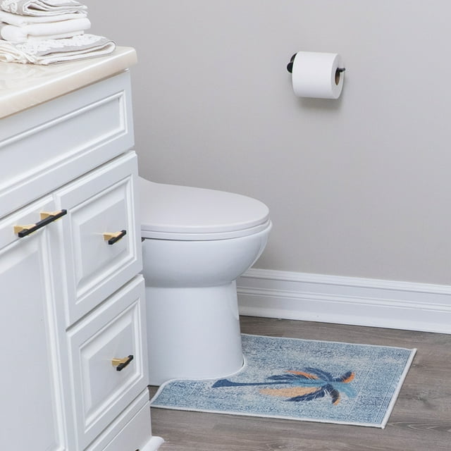 Sussexhome Toilet Mat - Machine Washable & Absorbent Bath Rugs for Bathroom Floor - Plush, Non Slip Bath Rug - Polyester & Cotton Bathroom Rugs with Printed Pattern Design - 20”x24" Bathroom Mats