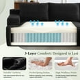 thumbnail image 3 of 96" L-Shaped Sectional Sofa, Oversized Modular Corduroy Couch with Chaise Lounge & 2 Throw Pillows, No Assembly Convertible Corner Sofa for Living Room Apartment, Black, 3 of 9