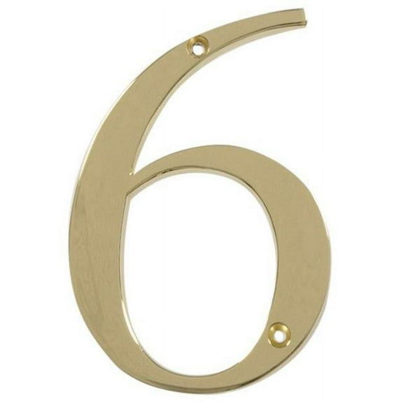The Hillman Group 843156 4 in. Brass Distinctions Zinc Die-Cast Flush Mount House Number - 6 - 3 Piece