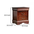 thumbnail image 5 of Ryla Nightstand- 2 Drawers- Cherry Brown Solid Wood- Bronze Drop Handles, 5 of 6