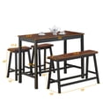 thumbnail image 2 of Costway 4 Pcs Solid Wood Counter Height Table Set w/ Height Bench & Two Saddle Stools, 2 of 6