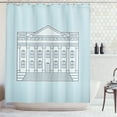 thumbnail image 1 of Charleston Shower Curtain, United States Custom House Structure Cartoon Pattern, Fabric Bathroom Set with Hooks, 69W X 84L Inches Extra Long, Pale Blue White and Pale Cadet Blue, by Ambesonne, 1 of 3