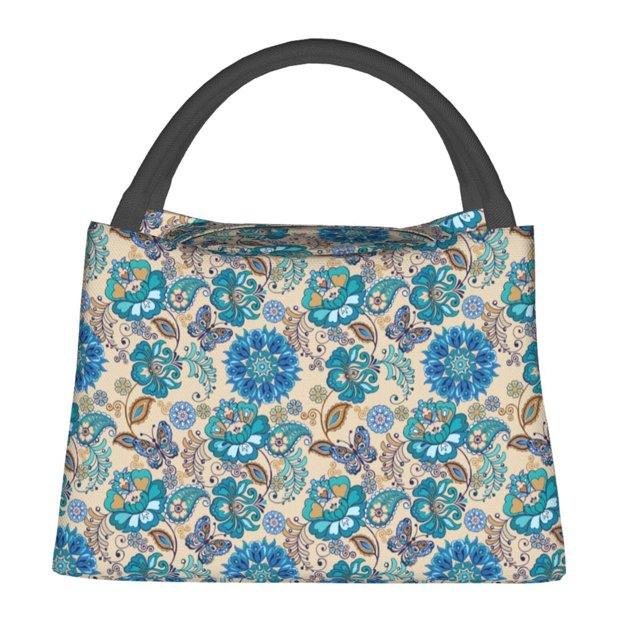 Balery Vintage Floral Butterflies Bolsa de Aislamiento Portátil – Bolsa de Almuerzo con Forro de Aluminio Mejorado, Funda Impermeable y Fácil de Limpiar para Picnic y Caja de Almuerzo