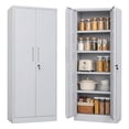 thumbnail image 3 of IKIMI 71" Metal Storage Cabinet with 4 Adjustable Shelves and Lock, Heavy Duty Steel Garage Tool Cabinet for Office, Home, Kitchen, White(H71"*W32"*D16"), 3 of 8