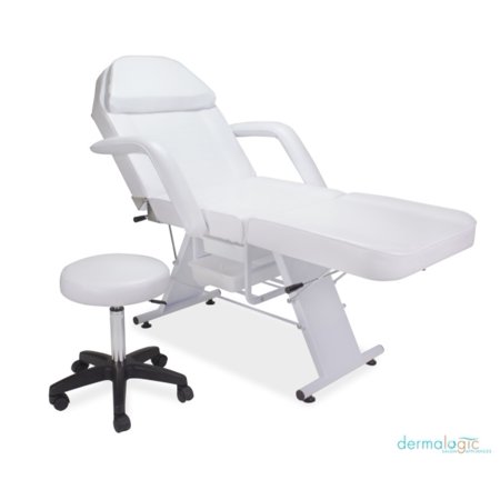 Parker Facial Chair With Reclining Backrest Leg Rest And Adjustable Hydraulic Stool White Ideal For Facial Massage Waxing Tattoo