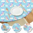 thumbnail image 4 of Light Blue Cartoon Unicorn Cloud Pattern Round Fitted Tablecloth with Elastic Edge,Dining Table Cover Waterproof,Outdoor Round Tablecloth for Camping,Dining,Indoor and Outdoor, 4 of 7