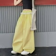 thumbnail image 4 of Lenpel Girls' Wide Leg Pants Lightweight Elastic High Waisted Drawstring Palazzo Pants Baggy Streetwear Casual Trousers, 4 of 7