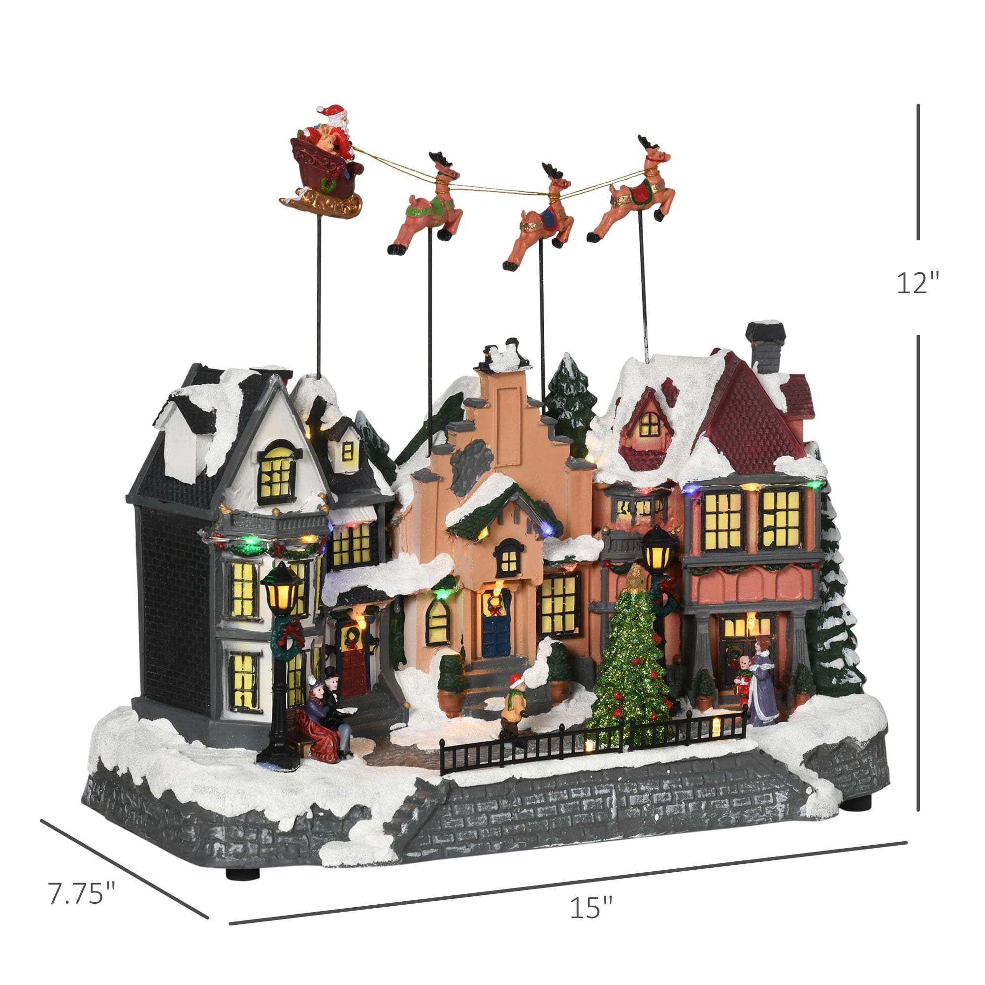 HOMCOM Animated Christmas Village with Santa, Deer, Skating