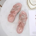 thumbnail image 5 of NOKIO Women'S Slide Slippers Women Slip On Wedges Sandals Casual Bling Rhinestone Strap Sandals Open Toe Slide Sandals Beach Shoes Strappy Rhinestone Open Toe Flat Sandals, 5 of 6