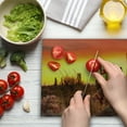 thumbnail image 3 of Saguaro Cutting Board, Eve Sky in Barren Land with Cactus and Odd All Around the Dry Earth Photo, Decorative Tempered Glass Cutting and Serving Board, Large Size, Red Yellow, by Ambesonne, 3 of 5