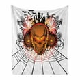 thumbnail image 1 of Halloween Soft Flannel Fleece Blanket, Angry Skull Face on Bonfire Spirits of Other World Concept Bats Spider Web Design, Cozy Plush for Indoor and Outdoor Use, 60" x 80", Multicolor, by Ambesonne, 1 of 6