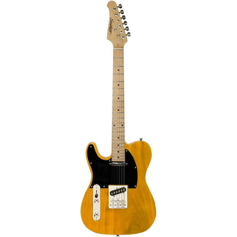 Sawtooth Butterscotch ET Series Left-Handed Electric Guitar with Black  Pickguard - Includes: Gig Bag, Amp, Picks, Tuner, Strap, Stand, Cable, and 