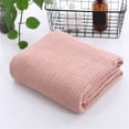 thumbnail image 4 of Lightning Deals Prime 100% Cotton Blanket for Bed - Breathable and Soft, Waffle Weave Blanket for Summer Spring, Soft Lightweight Breathable Bed Blanket for All Season, 66x90 Inches Pink, 4 of 7