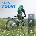 thumbnail image 6 of AIRWEST 26" Folding Electric Bike for Adults, Peak 750W Motor, 20MPH, 48V Removable Battery, Up to 50 Miles Range, 21-Speed Gears, Front & Rear Suspension, Dual Disc Brakes, UL2849, 6 of 8