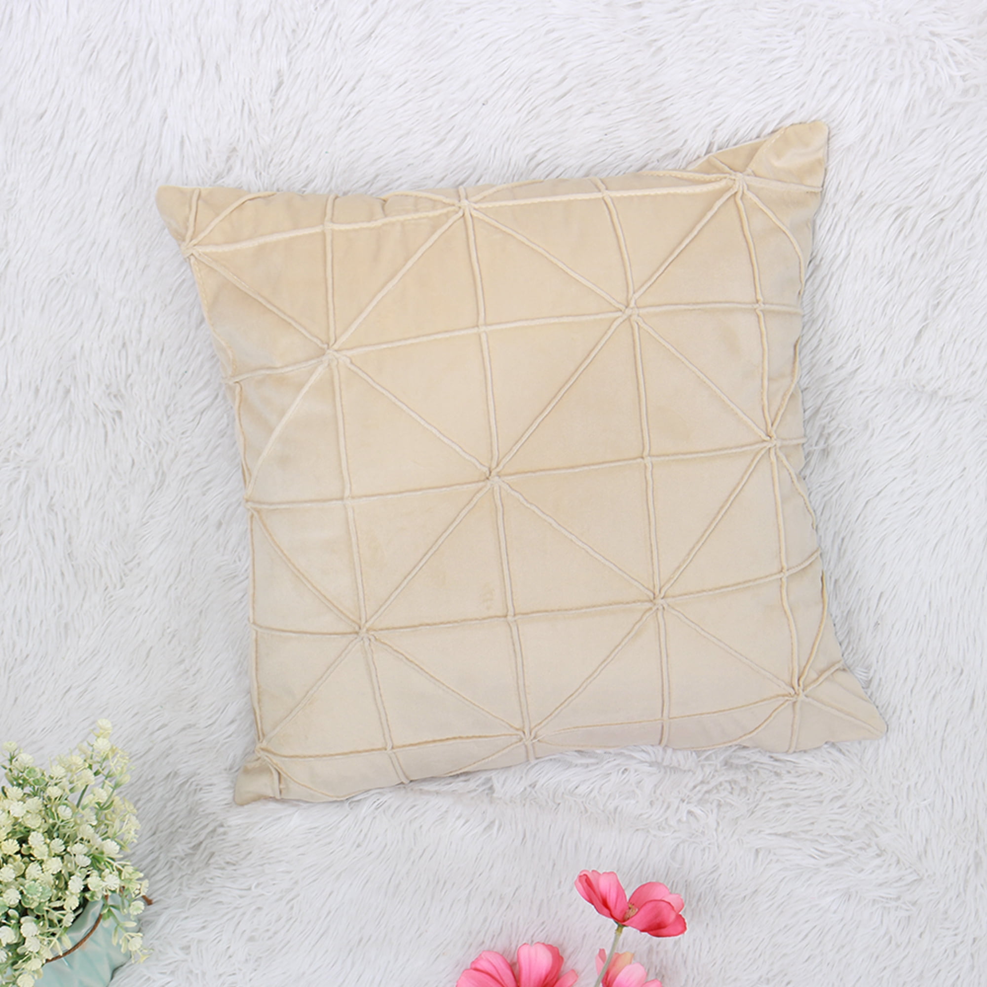 Soft Velvet Stripe Cushion Cover Solid Pillow Case Home Office Sofa Decoration