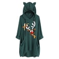 thumbnail image 1 of Top de manga larga con cuello redondo y capucha para mujer con estampado navideño y bolsillo suelto para mujer Pompotops FGAJ11150, 1 of 6