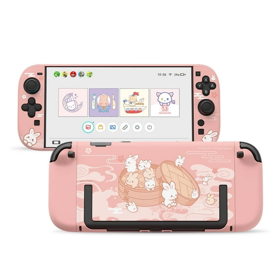 GeekShare Slim Protective Case for Nintendo Switch 2 Console and JoyCon Cover PC Steamed Bun Rabbit