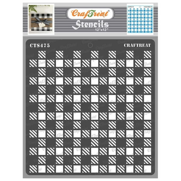 CrafTreat Shepherds Check Stencil for Painting and Crafting - 12"x12"