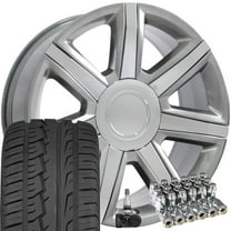 OE Wheels CA87 22 Inch Rims and Tires Fit Escalade Style 6x139.7 22x9 Gloss Hyper Silver with Chrome Insert - Hollander 4739 - iMove Gen 2 SUV 285/45-22 (Set of 4)