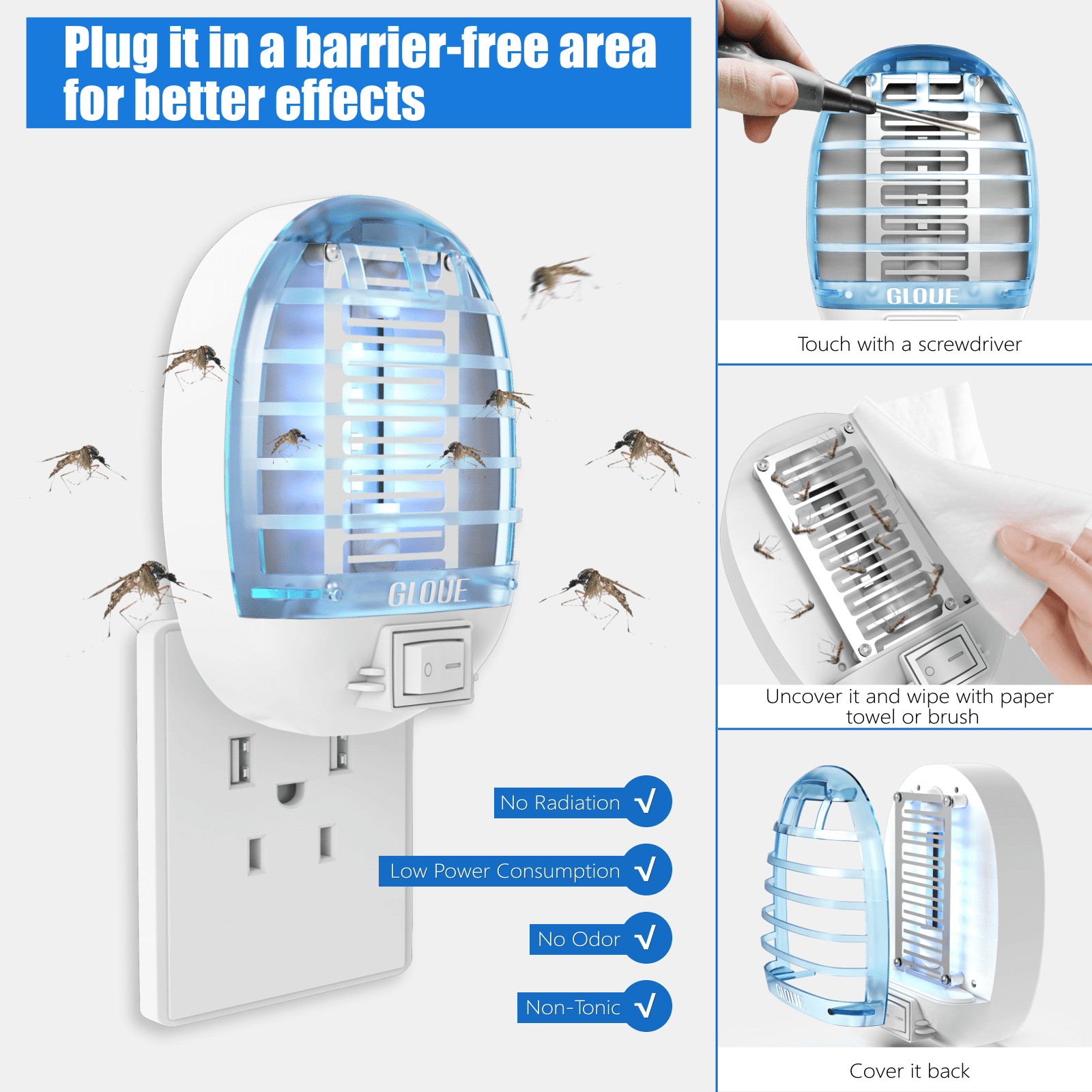 Insects Trap DH-MW10A Intelabe Fruit Fly Trap Indoor Mosquito Trap Gnat Trap  Bug Zapper with Light Control Timer Setting Refillable Glue Boards –  Jacksons Empire