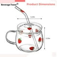 thumbnail image 2 of Glass Tumbler with Strawberry Pattern 16 oz, Cold Drink Cup with Lid and Straw, Heat Resistant Clear Juice Glass, Cute Fruit Design Drinking Cup for Summer Beverages, 2 of 5