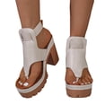 thumbnail image 4 of Samdudou Heels for Women Open Toe High Chunky Block Heel Elevated Sole T-Strap Thong Wide Ankle Cuff Buckle Closure Dressy Party Shoes, 4 of 9