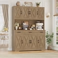 thumbnail image 4 of Homfa Kitchen Pantry with Hutch and Drawers, 71" Tall Storage Cabinet with 55" Wide Countertop and Built-In Power Outlet, Farmhouse Coffee Bar for Dining Room, Rustic Brown, 4 of 8