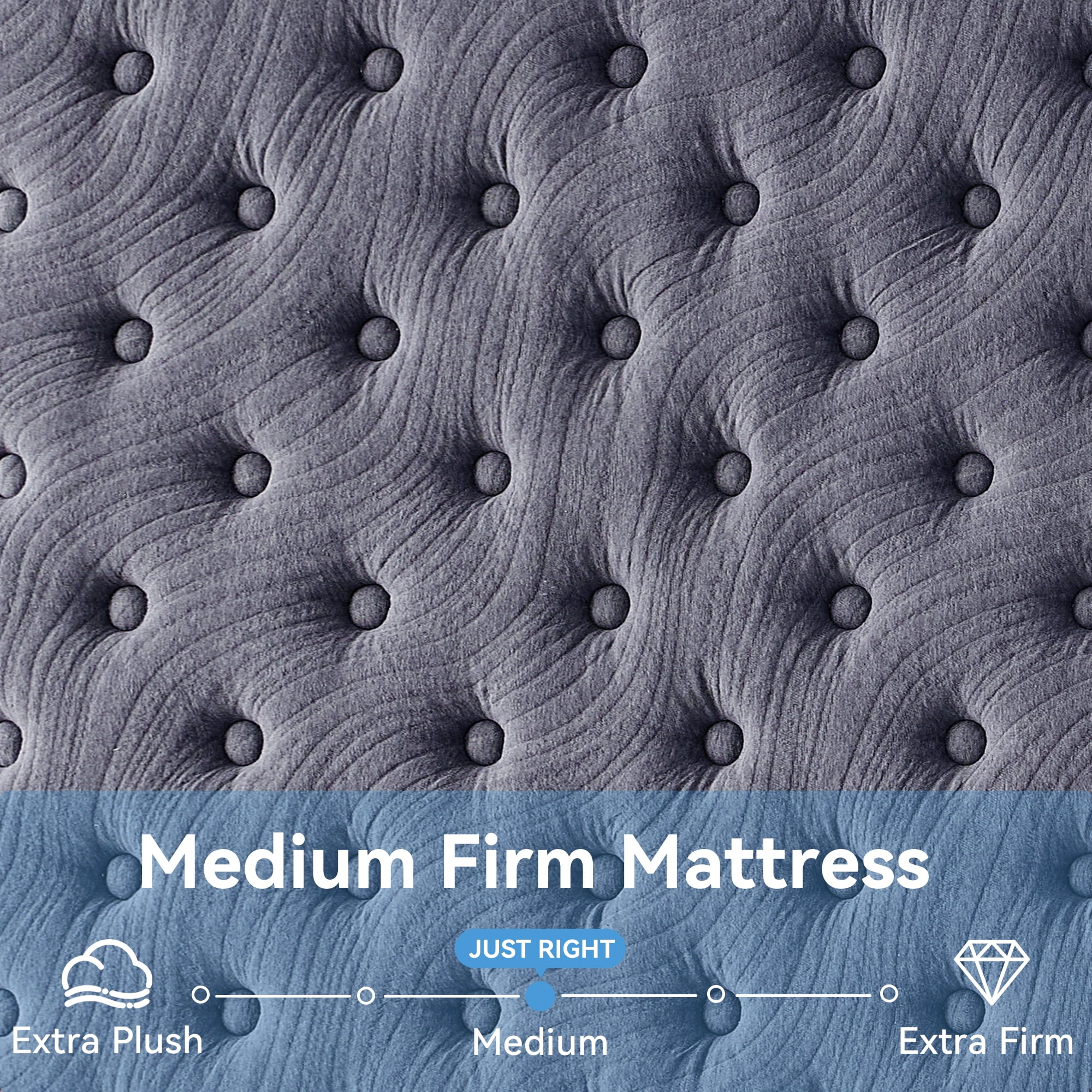 Sailvan Queen Mattress in a Box, 10 inch Queen Size Mattress, Hybrid Queen Bed Mattress, Medium Firmness Colchones Queen , With Memory Foam & Pocket Spring, Pressure Relief, Gray
