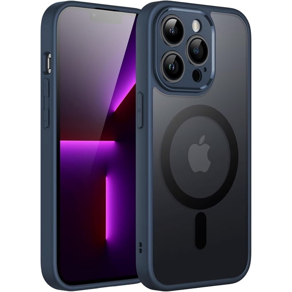 Ultra-Thin Transparent Magnetic Phone Case for Iphone 12 Pro Max, Compatible with MagSafe, Anti-Slip,Blue