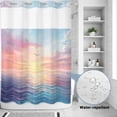 thumbnail image 4 of No Hook Shower Curtain with Built-in Rings - Coastal Washable Waterproof Fabric Bathroom Curtains for Hotel,Rentals, 60 X 72 Inch Long , Ocean Sunset Seagull Blue Pink Orange, 4 of 9
