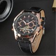 thumbnail image 2 of FORSINING Reloj de cuarzo de estilo vintage Cuero de PU Pulsera de negocios simple para hombres (negro y oro rosa), 2 of 2