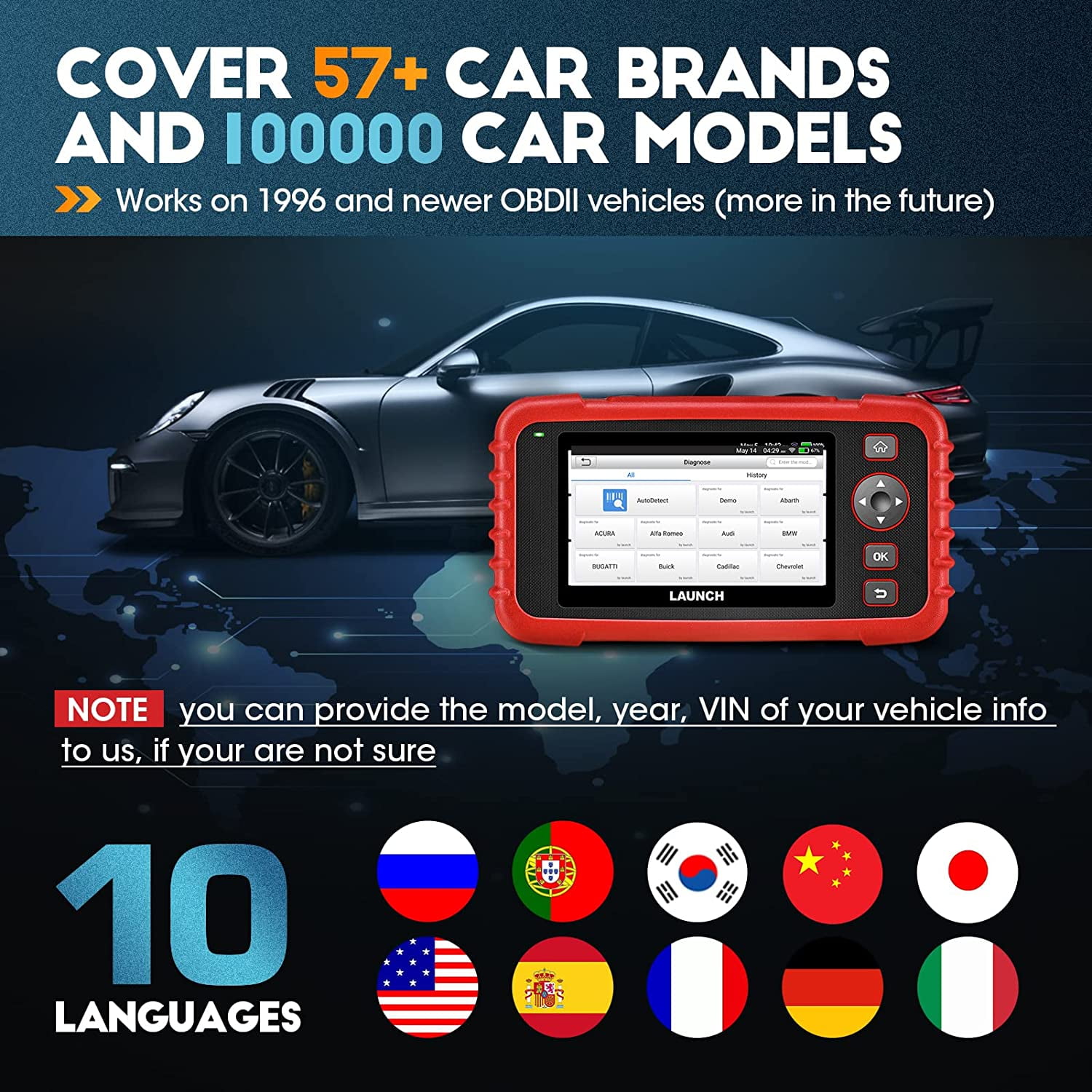 LAUNCH CRP123X OBD2 Code Reader for Engine Transmission ABS SRS Diagnostics  with AutoVIN Service Lifetime Free Update Online