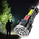 thumbnail image 4 of Linterna LED recargable de 9 núcleos y 4 velocidades con luces laterales - alcance de 300 m, batería 18650, impermeable, portátil para acampada y uso al aire libre, 4 of 9